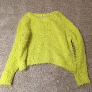 UO Paulina Fuzzy Yellow Sweater